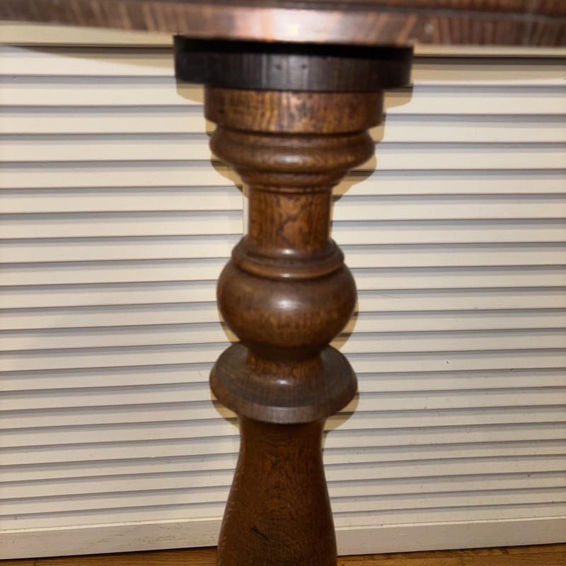 Antique Oak Pedestal Plant Stand 36 Inches Tall With Claw Feet gallery