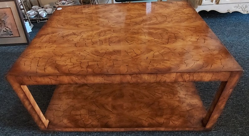 SIGNED THEODORE ALEXANDER BEAUTIFUL COFFEE TABLE WITH LEATHER PULLOUTS gallery