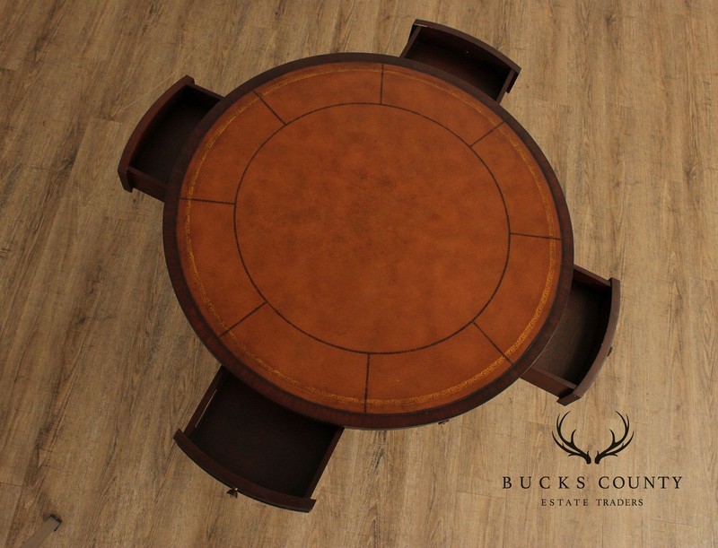 Ethan Allen Regency Style Round Leather Top Mahogany Rent Table gallery