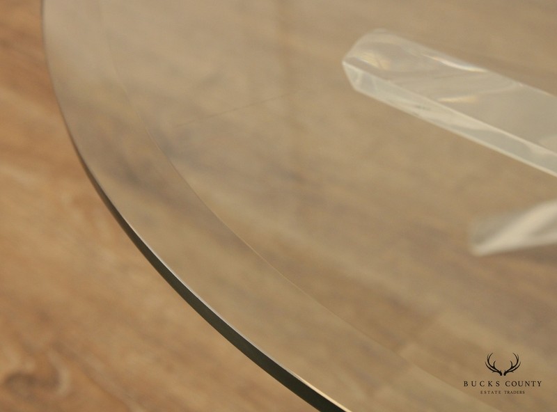 Post Modern Round Glass Top Acrylic Base Butterfly Coffee Table gallery