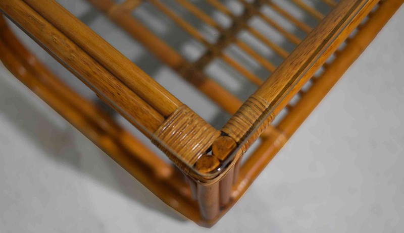 Vintage Palm Beach 2 Strand Rattan Bamboo Coffee Table Style of Franco Albini gallery