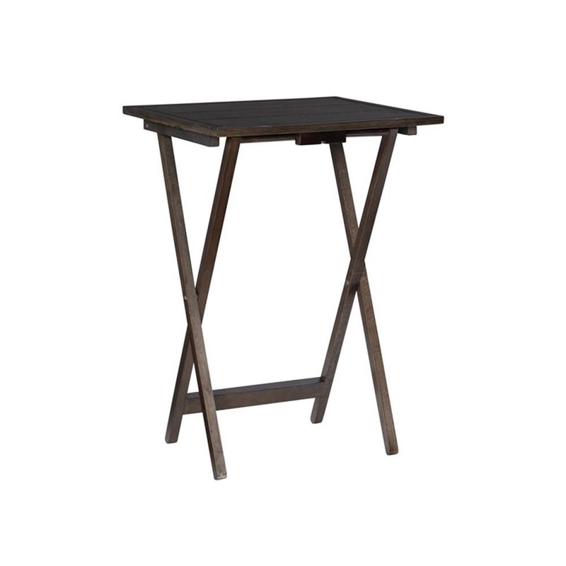 Pemberly Row Transitional Five Piece Wood Tray Table Set in Gray gallery