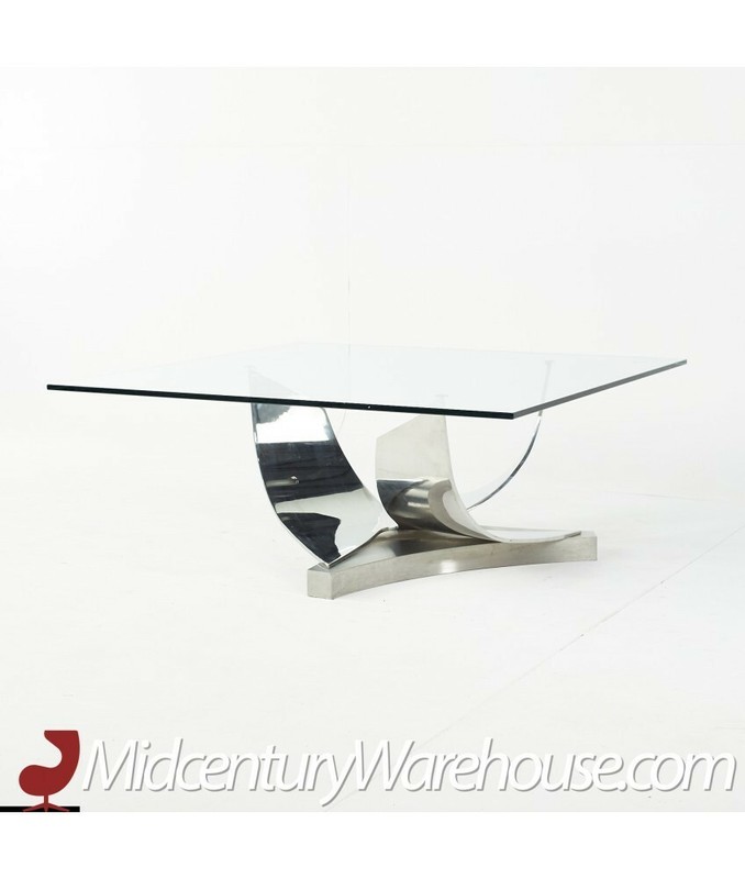Ron Seff Polished Chrome, Stainless Steel and Glass Coffee Table gallery