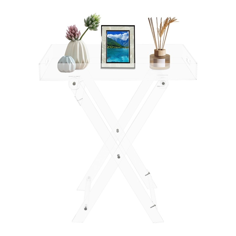 Furniture Acrylic Folding Tray Table, Side End Table, Clear Modern Tray Table gallery