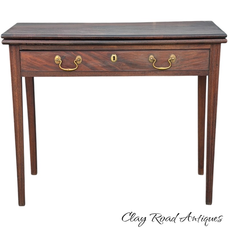 Antique Chippendale console card game table mahogany 1780 figured old surface gallery