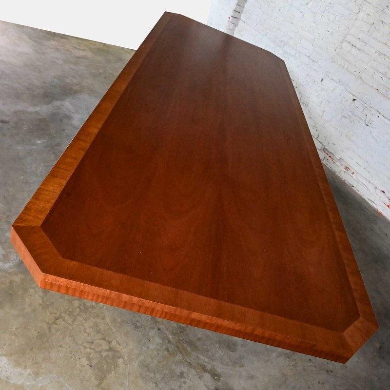 Late 20th C Modern Large Custom Mahogany Dbl Pedestal Dining or Conference Table gallery