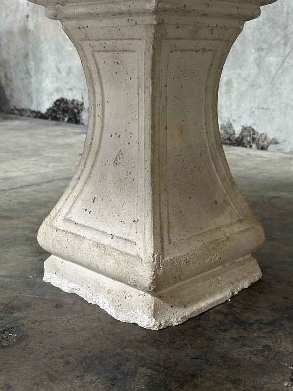 Michael Taylor Cast Stone Pedestal Center Table, Hexagonal Top, Antiqued gallery
