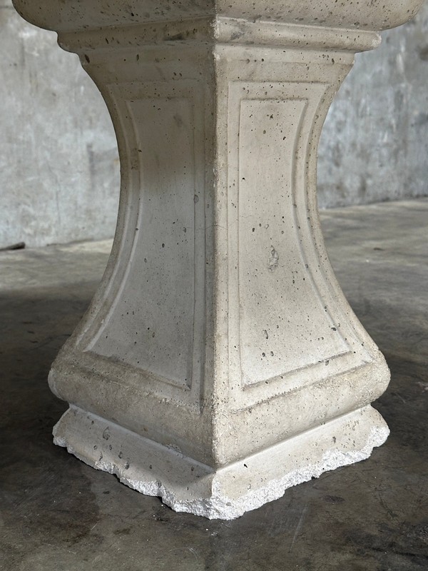 Michael Taylor Cast Stone Pedestal Center Table, Hexagonal Top, Antiqued gallery