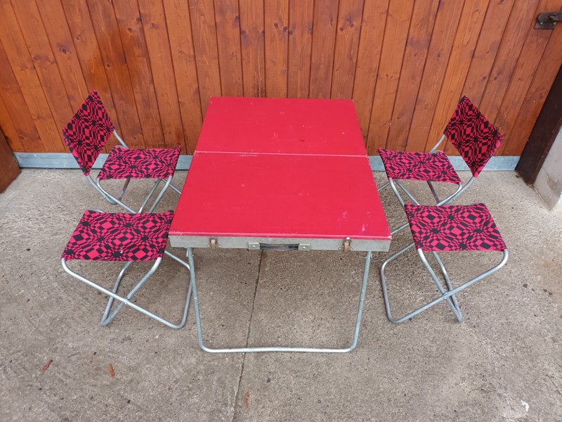 Camping Table & Chairs Camping Set Seating Vintage Oldtimer Retro 60s