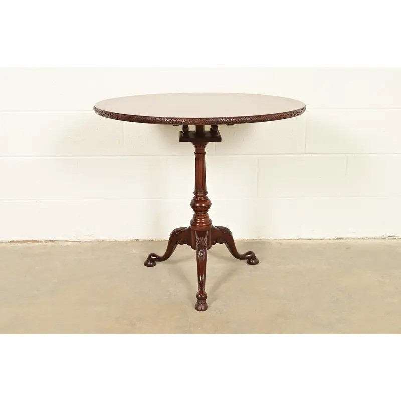 Smith & Watson Georgian Mahogany and Burl Wood Pedestal Tea Table gallery
