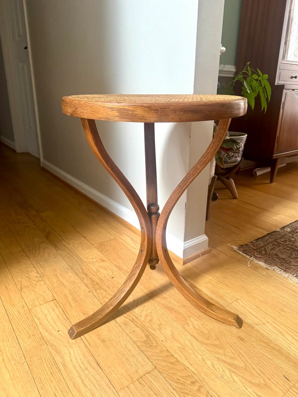 MCM Bent Wood Martini Table | Thonet Style Cane Top Table gallery