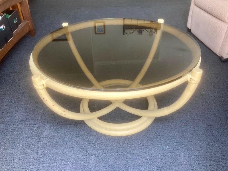 coffee table vintage round glass top