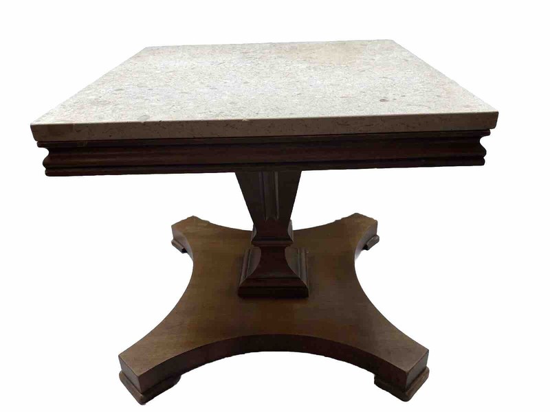 Mid Century Mahogany Marble Top Pier Table/ End Table by Lane