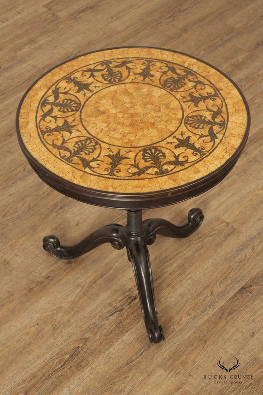 Classical Style Round Mosaic Top Bronze Side Table gallery