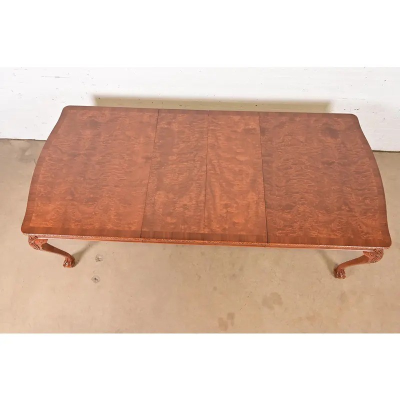 Romweber Chippendale Burl Wood Extension Dining Table, Newly Refinished gallery