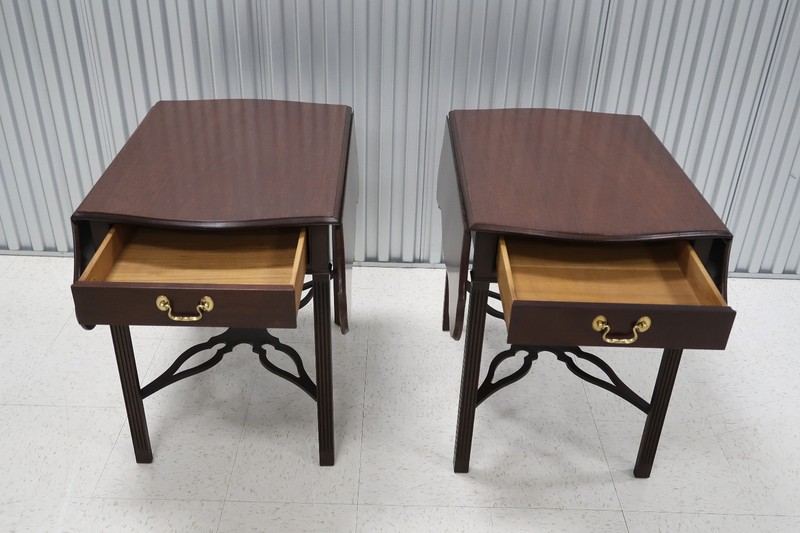 Pair Councill Mahogany Chippendale Drop Leaf Large End Tables gallery