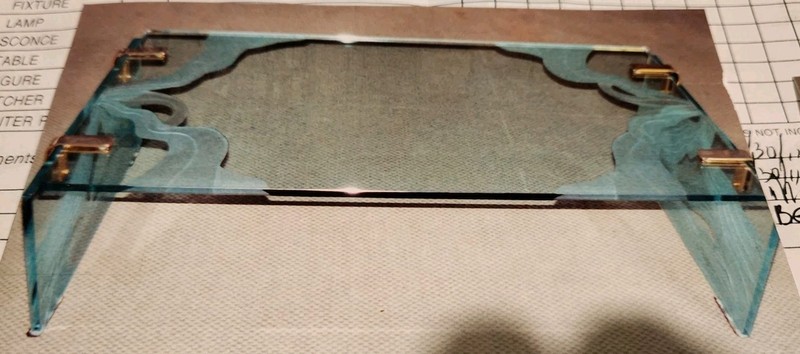 Vintage Etched Glass Coffee Table w/ Brass in Style of Fontana Arte ITALY 1960's gallery