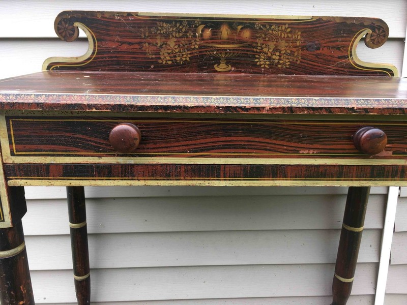 Grain Paint Decorated Sheraton Period Dressing Side Table Vtg Old Antique gallery