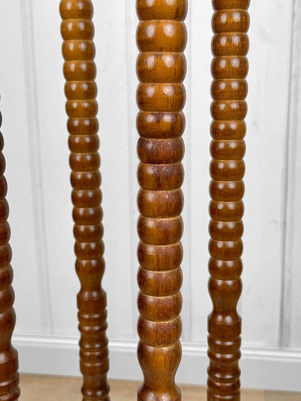 Vintage Traditional Turned Walnut & Marble Plant Stand Pedestal gallery