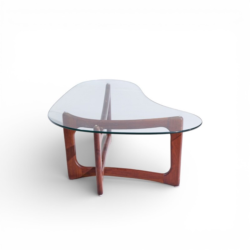 Adrian Pearsall for Craft Associates Mid Century Walnut and Glass Coffee Table gallery