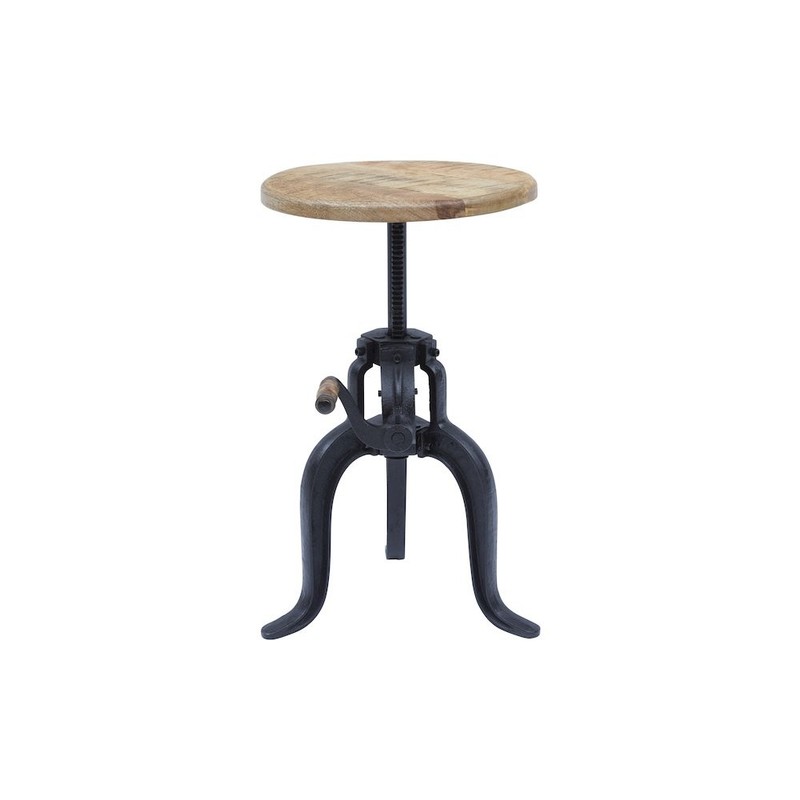 Global Archive Industrial Solid Wood and Iron Crank Table