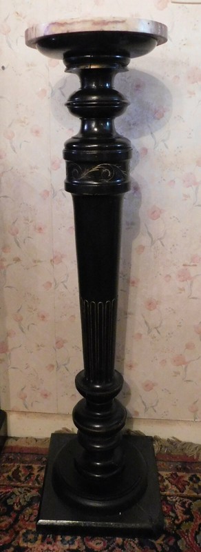 Marble Top Fern/Lamp Stand~~Ebony with Gold Etching