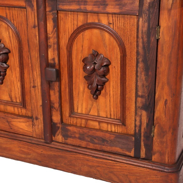 Antique Victorian Carved Chestnut & Walnut Marble Top Washstand c1890 gallery