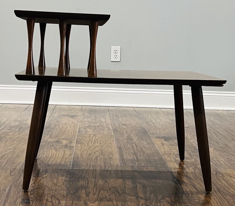 2 VTG Mid Century Modern 2 Tier End Side Tables Retro 1960's Pair Formica Tops gallery