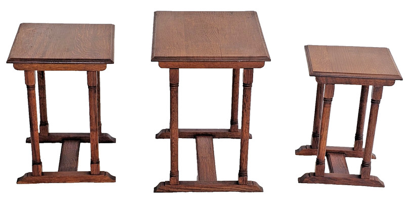 Vintage 1950s American Oak Nesting Tables Set of 3 – Solid Wood Side Tables gallery