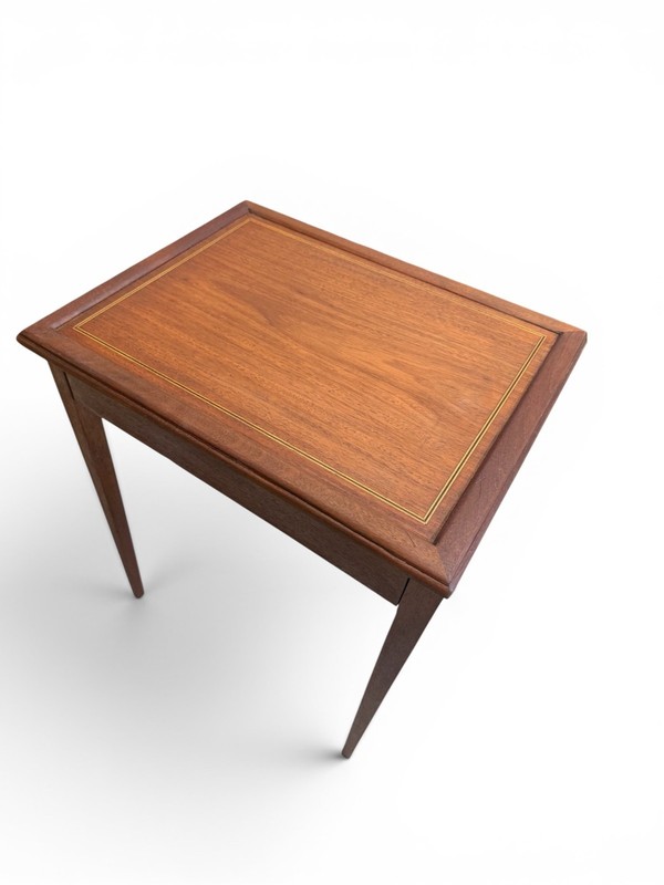 Vintage Nesting Tables Mahogany Gold Inlay Refinished End Tables Pair MCM gallery