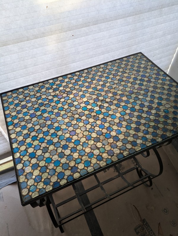 Mosaic Top Side Table Wrought Iron /Vintage Antique
