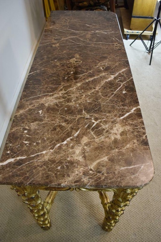 Carved Gilt Italian Marble Top Console Table gallery
