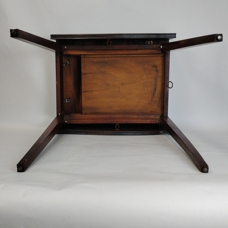 Forbert of Virginia Mahogany Drop Leaf Side Table Leather Top 24k Gold w/Drawer gallery