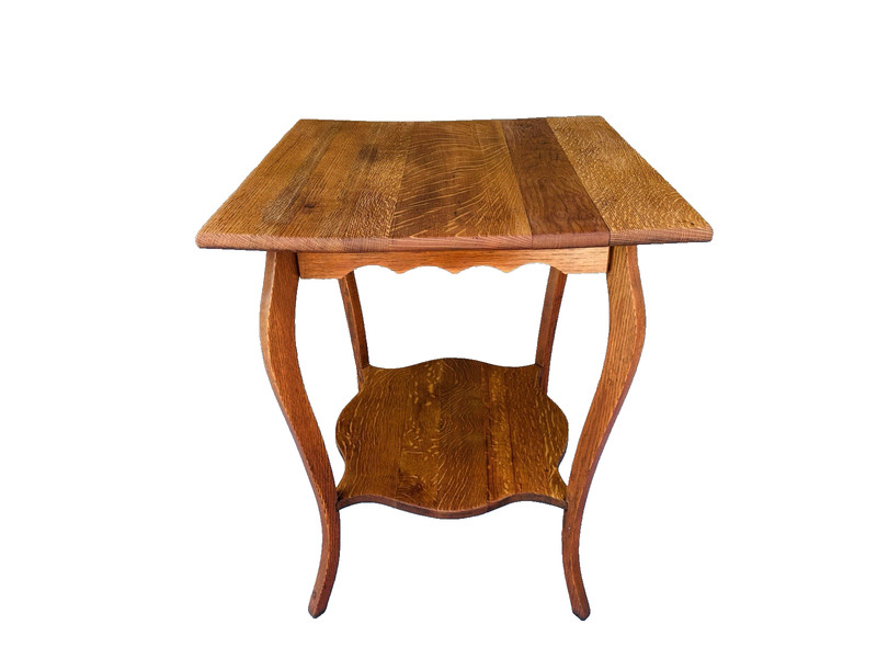Beautiful Antique Quartersawn Tiger Oak 2-Tier Parkour Entry Way Lamp Table gallery