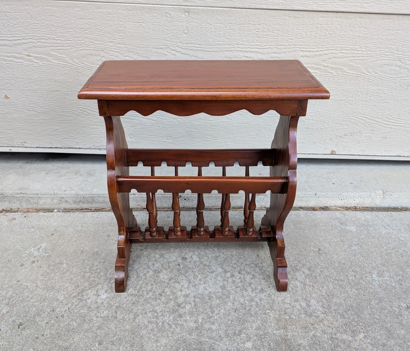 Vintage Mahogany Wood Side Telephone Table Magazine Rack Canterbury Colonial B52 gallery