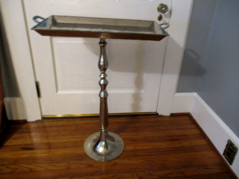 Fabulous! French 33" Standing Butlers Cocktail Serving Table, Handles Aluminum gallery