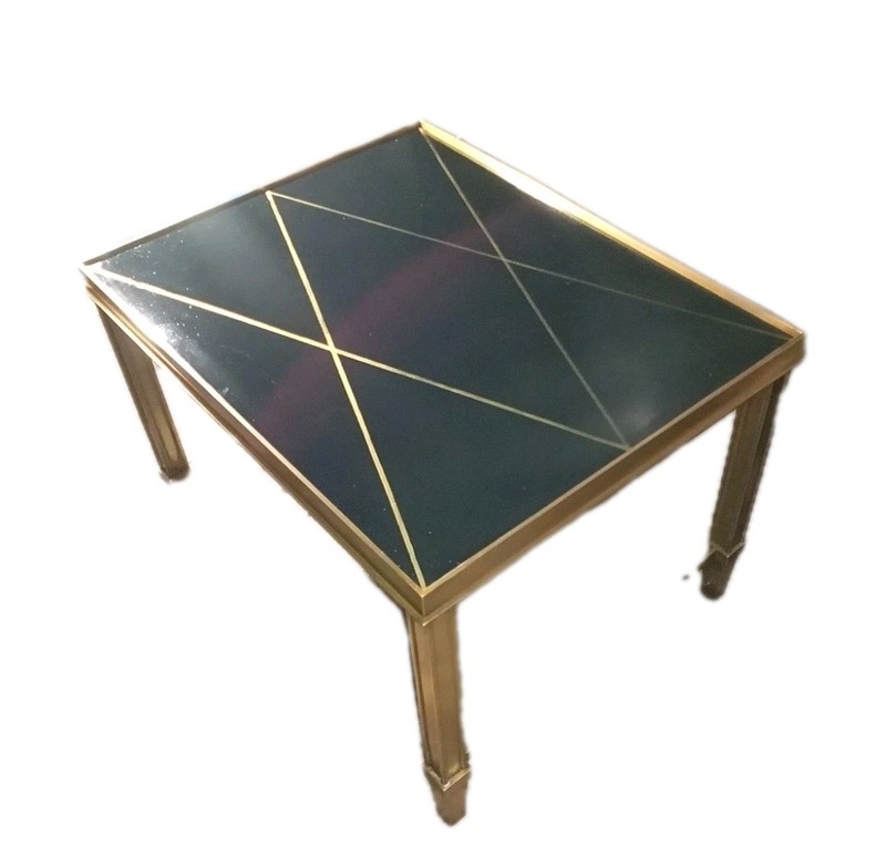 Solid Brass Side Tables/ Black & Gold Top