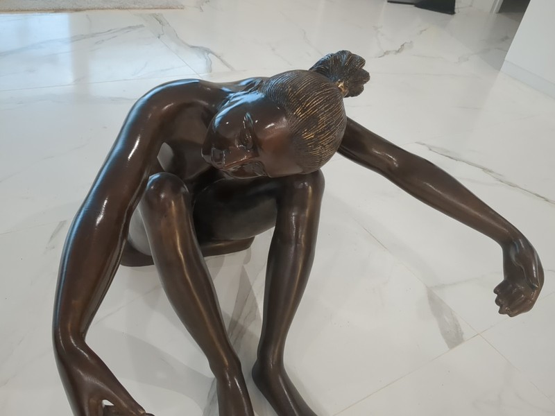 Bronze Female Nude Highly Polished Sculpture Coffee Table H 24 W 33 D 36 gallery