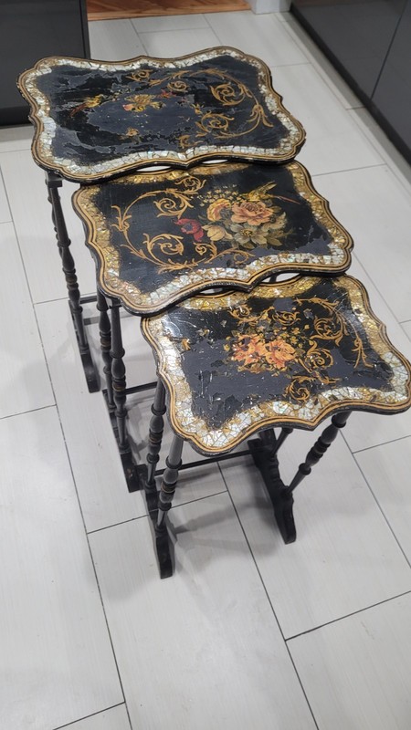 English Papier Mache nesting tables - Victorian era gallery