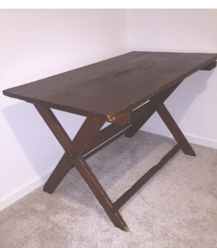 1900s Solid Wood Picnic Style Dining Table or Farm Table