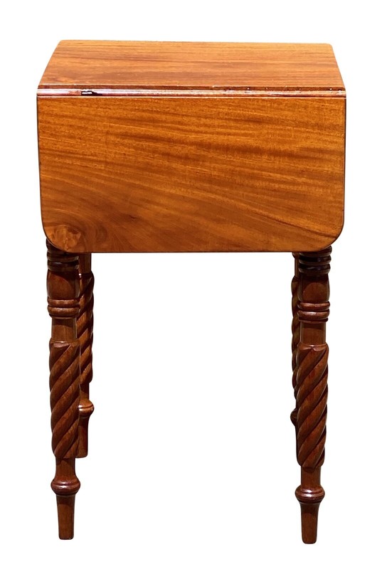 Antique Mahogany 3 Drawer Worktable / Nightstand with Rope Carved Legs gallery