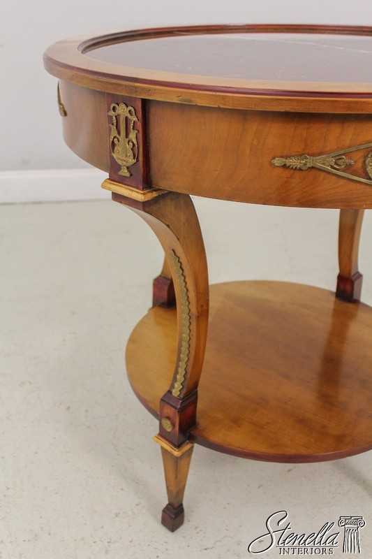 L58592: Round French Neoclassical Design Round Marble Top Lamp Table gallery