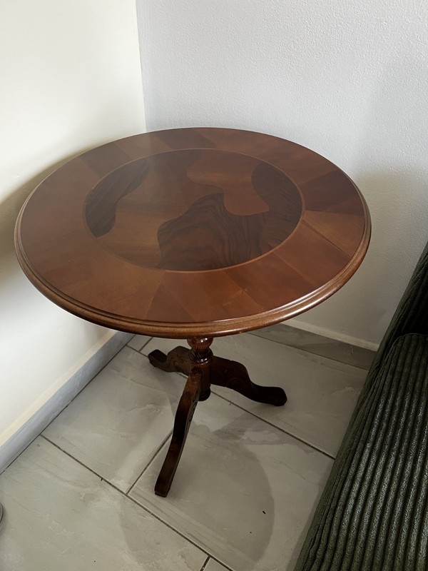 Vintage Italian Marquetry Side Table Mid-Century Louis XV Wooden Gueridon(1950s)