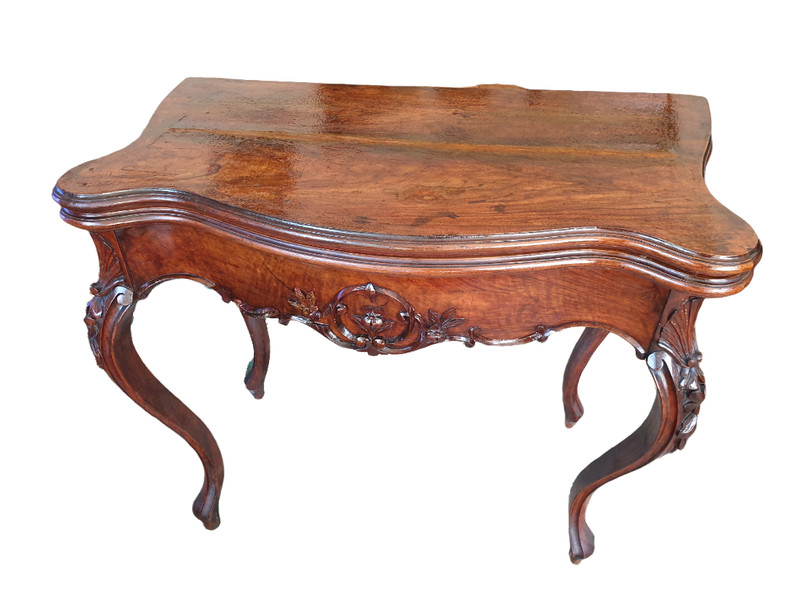 Collectible French Old Playing Table Walnut 1860 gallery
