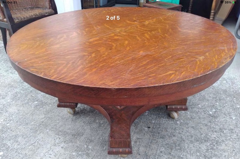 Antique Tiger Oak Round Coffee Table Monroe, NY- Restaurant / Store