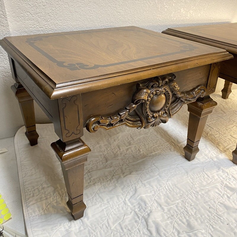 Beautiful Pair of Ornate Wood Lane End Tables / Side Tables Mo. # 1462 - 18 gallery
