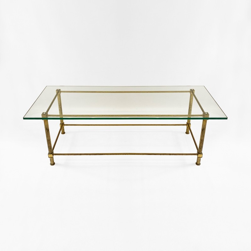 Aldo Tura Brass Glass Coffee Table 1960s Vintage Italian Mid-century Art Deco gallery