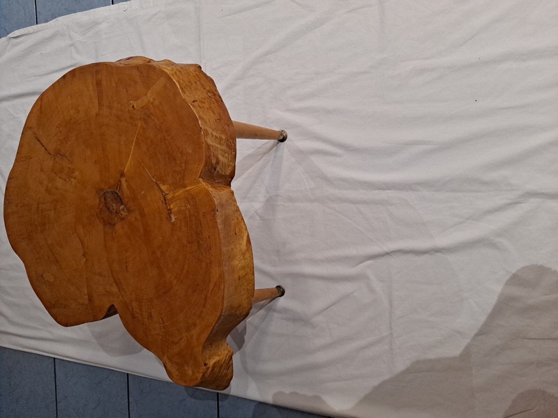 Mid Century Vintage Wood Slab Birch Wood Coffee Table(Read/See Flaw/Plastic Tip)
