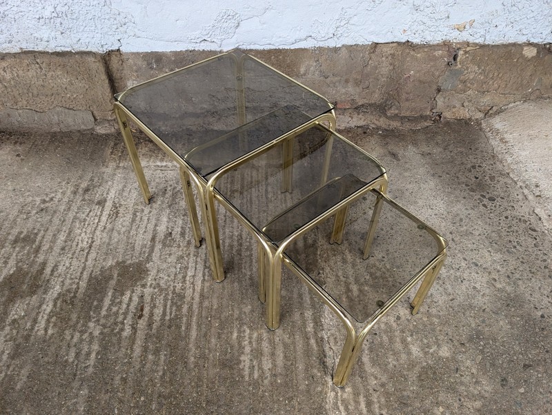 Nesting Tables 3X Side Tables Coffee Table 70S Hollywood Regency Vintage 80S gallery