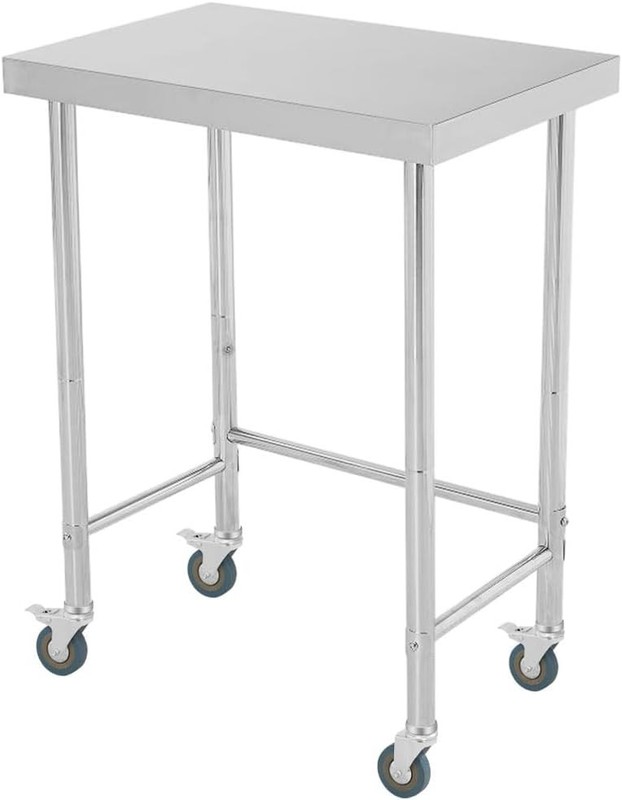 Stainless Steel Table 18″x28″x35″ Utility Work Table with Casters Silver
